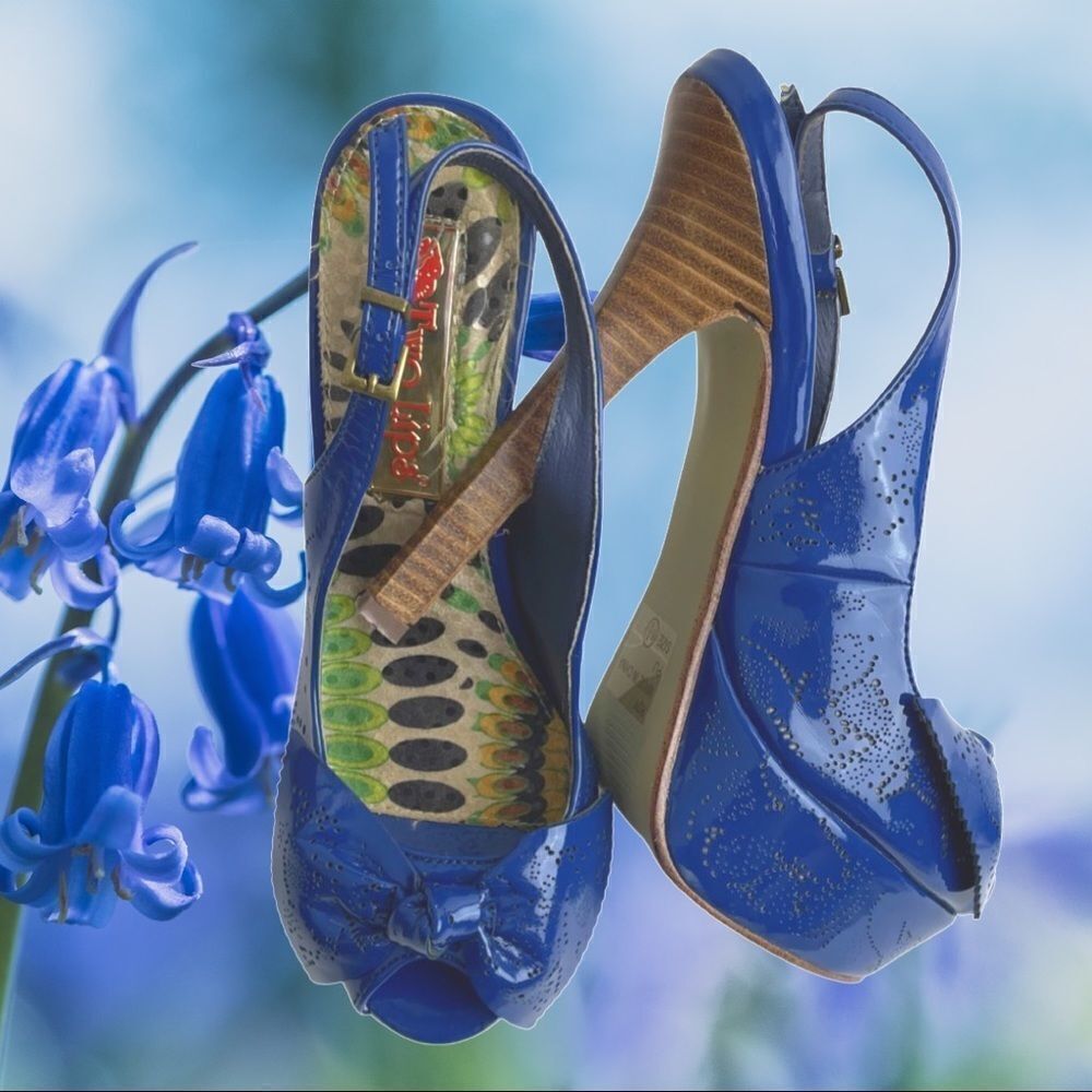 Two Lips Roy Platform Slingback Peep Toe Heels - Picture 2 of 11